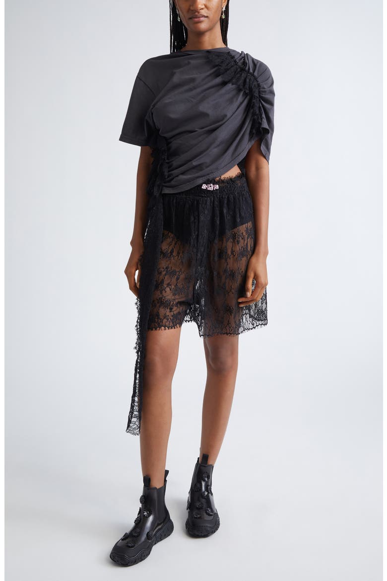 Eva Lace Trim Organic Cotton T-Shirt, Alternate, color, CHARCOAL