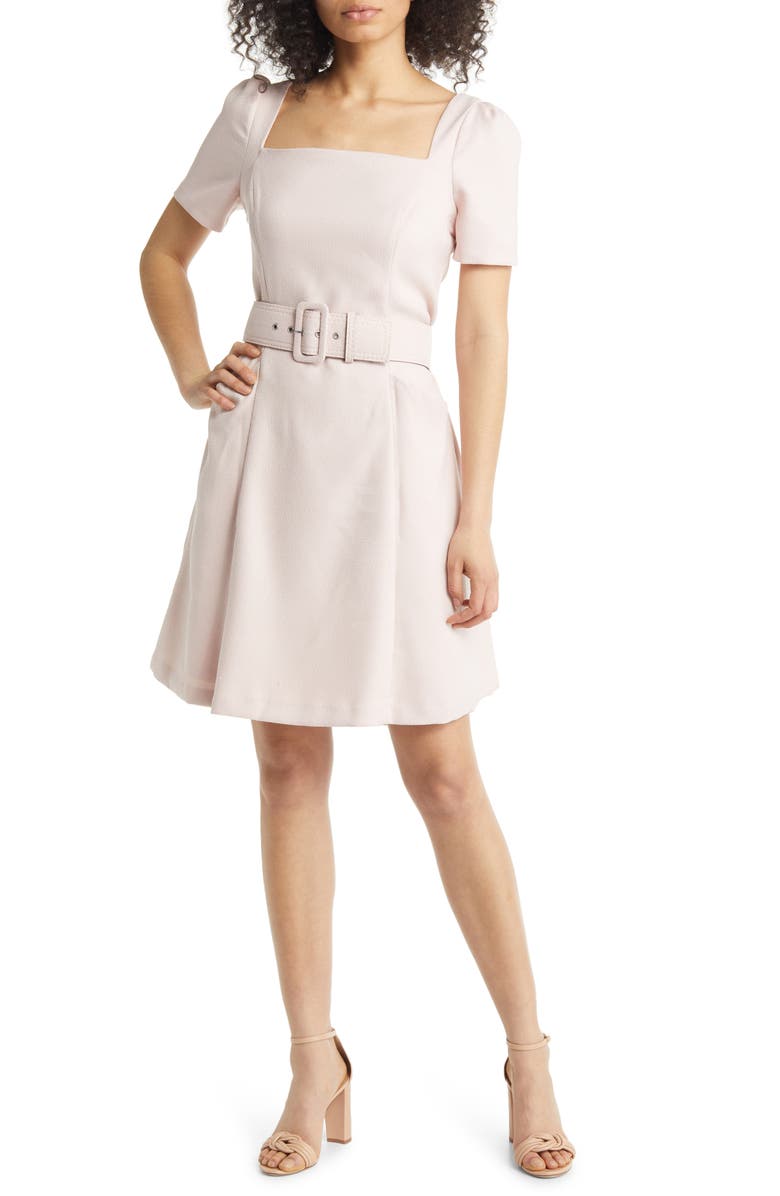 Donna Ricco Belted Square Neck Dress, Main, color,