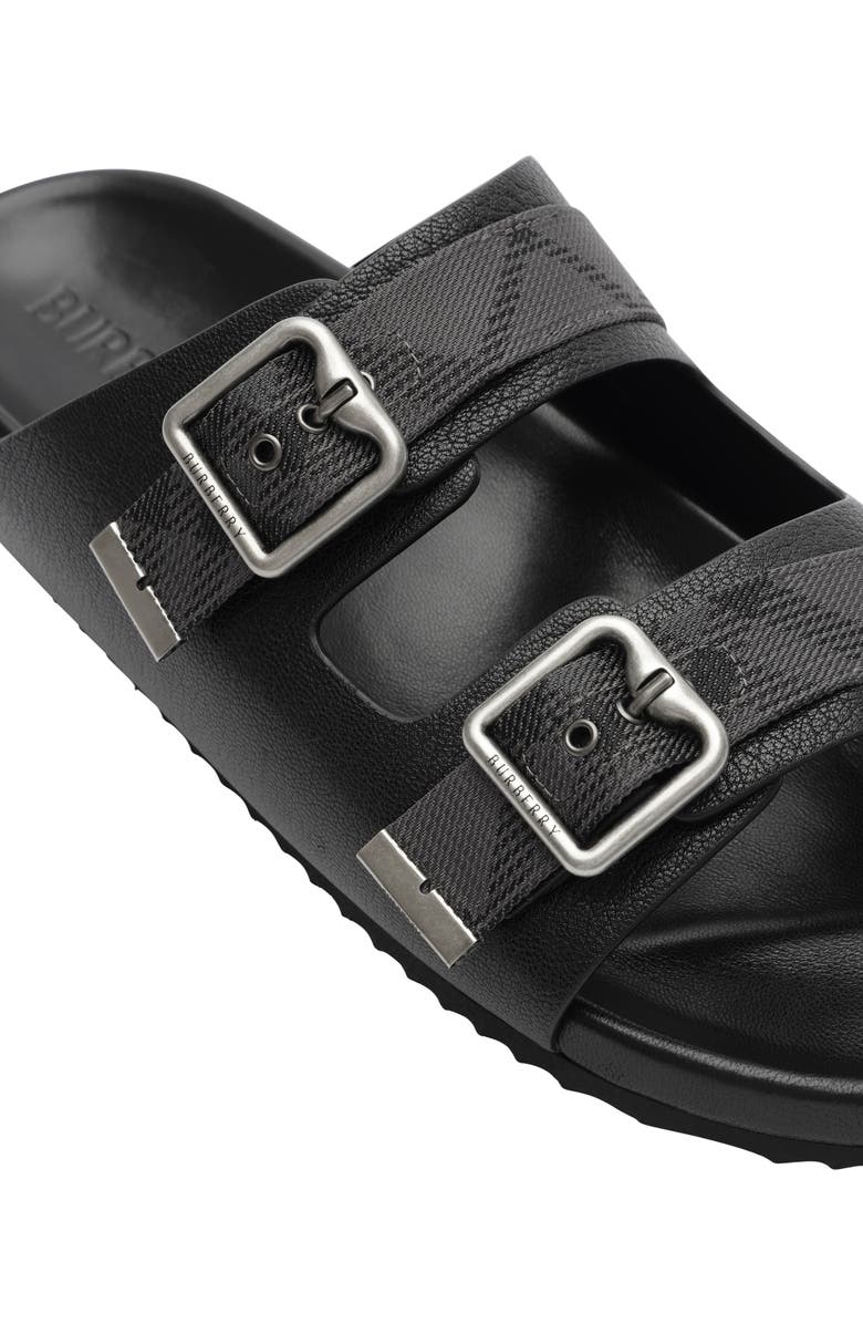 Burberry Leather Urchin Sandals, Alternate, color, Black