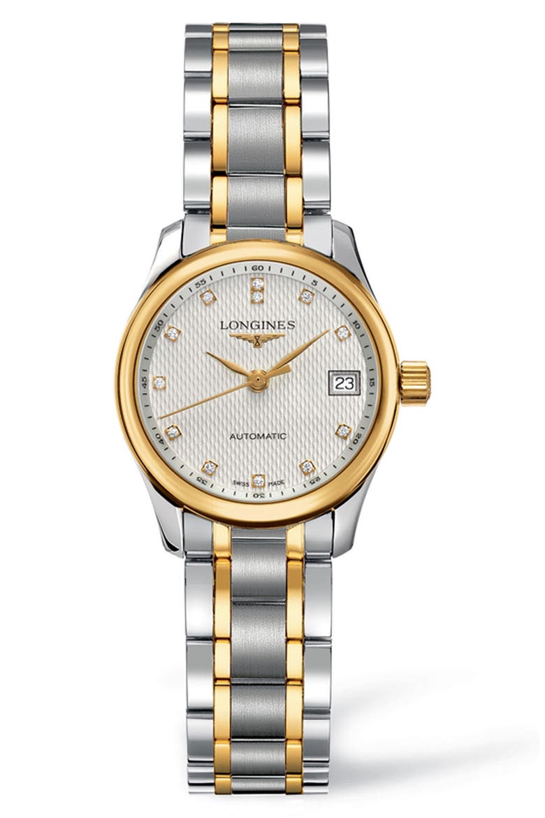 Master Automatic Diamond Bracelet Watch, 25.5mm, Main, color, SILVER