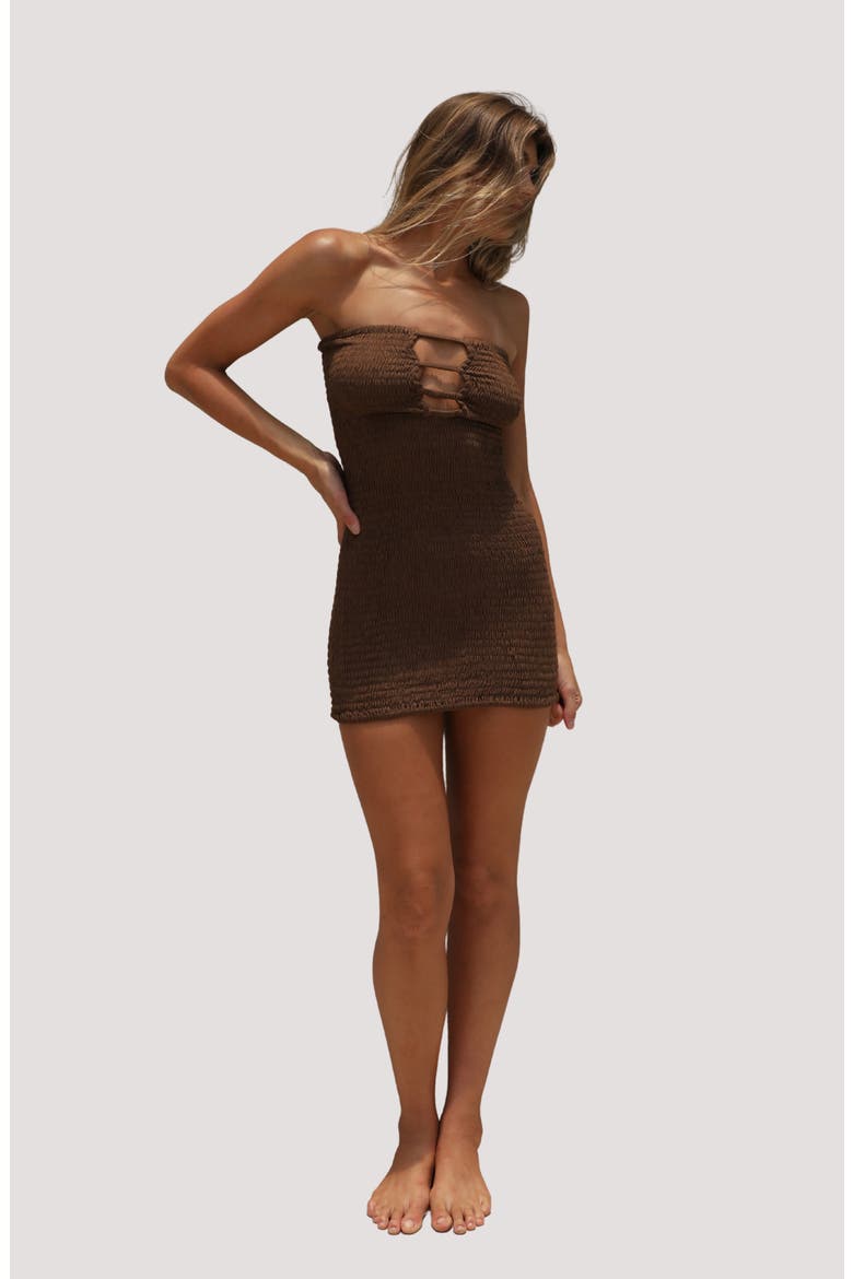 Conchita Strapless Minidress, Alternate, color, COCONUT OIL