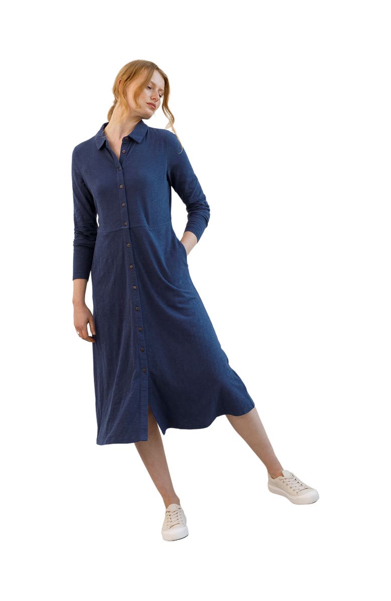 Celtic & Co. Slub Jersey Shirt Midi Dress, Main, color, Dark Navy