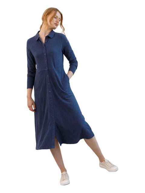 Slub Jersey Shirt Midi Dress