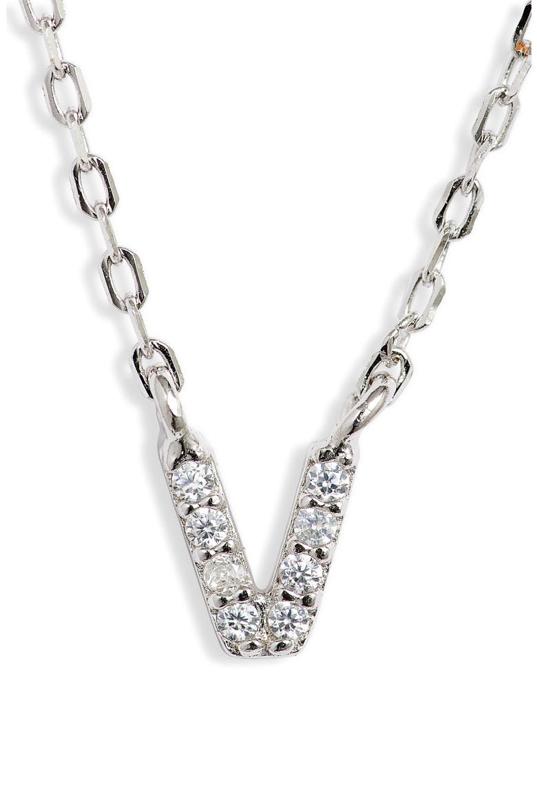 Pavé Itty Bitty Initial Pendant, Main, color, SILVER V
