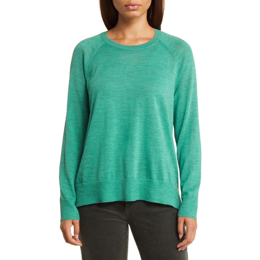Eileen Fisher Raglan Sleeve Merino Wool Pullover in Sea Glass