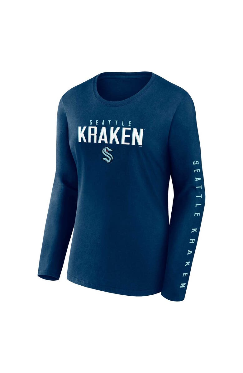 FANATICS Women's Fanatics Branded Deep Sea Blue Seattle Kraken Long and Short Sleeve Two-Pack T-Shirt Set, Alternate, color, 