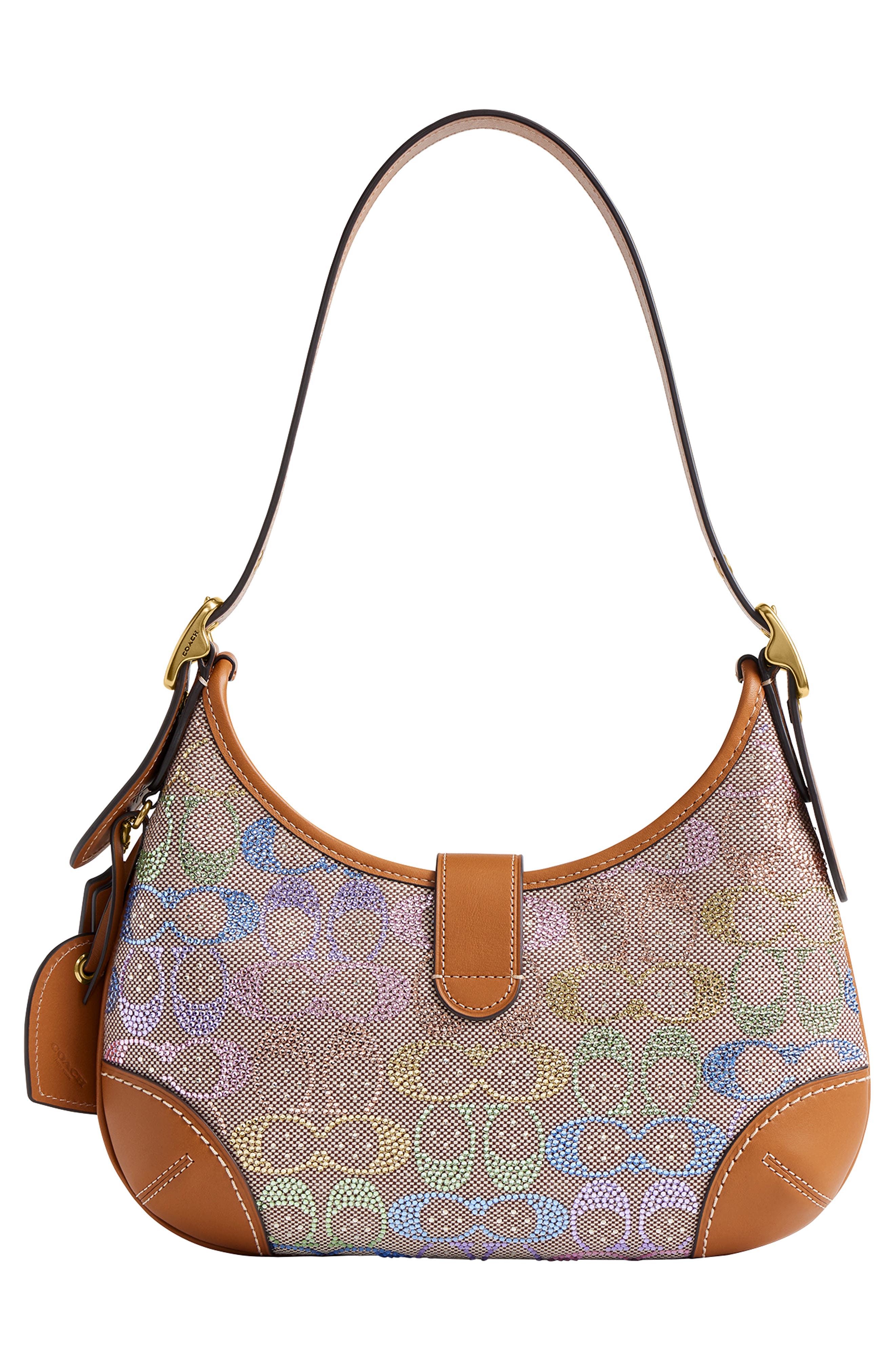 COACH Hamptons Signature Crystal Jacquard Hobo Bag, Alternate, color, B4/ Rainbow Multi