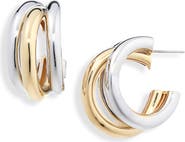 Rabanne Triple Loop Two-Tone Hoop Earrings