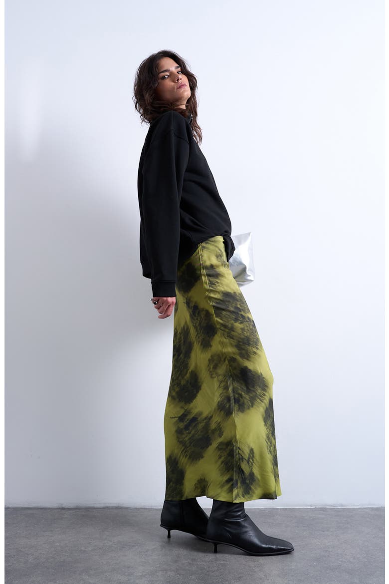 Bias Cut Satin Maxi Skirt, Alternate, color, LIGHT GREEN