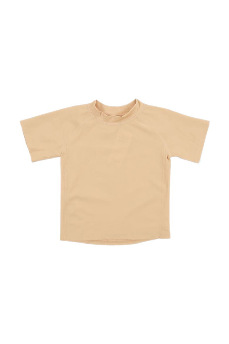 Kids Short Sleeve Rash Guard, UPF 50+ Swim Shirt, Main, color, BEIGE