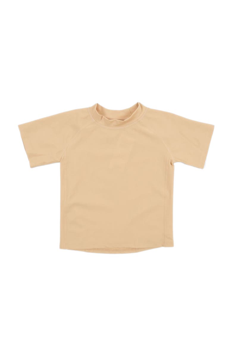 Leveret Kids Short Sleeve Rash Guard, UPF 50+ Swim Shirt, Main, color, Beige