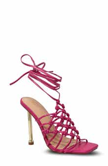 CHASE AND CHLOE Caged Ankle Tie Sandal