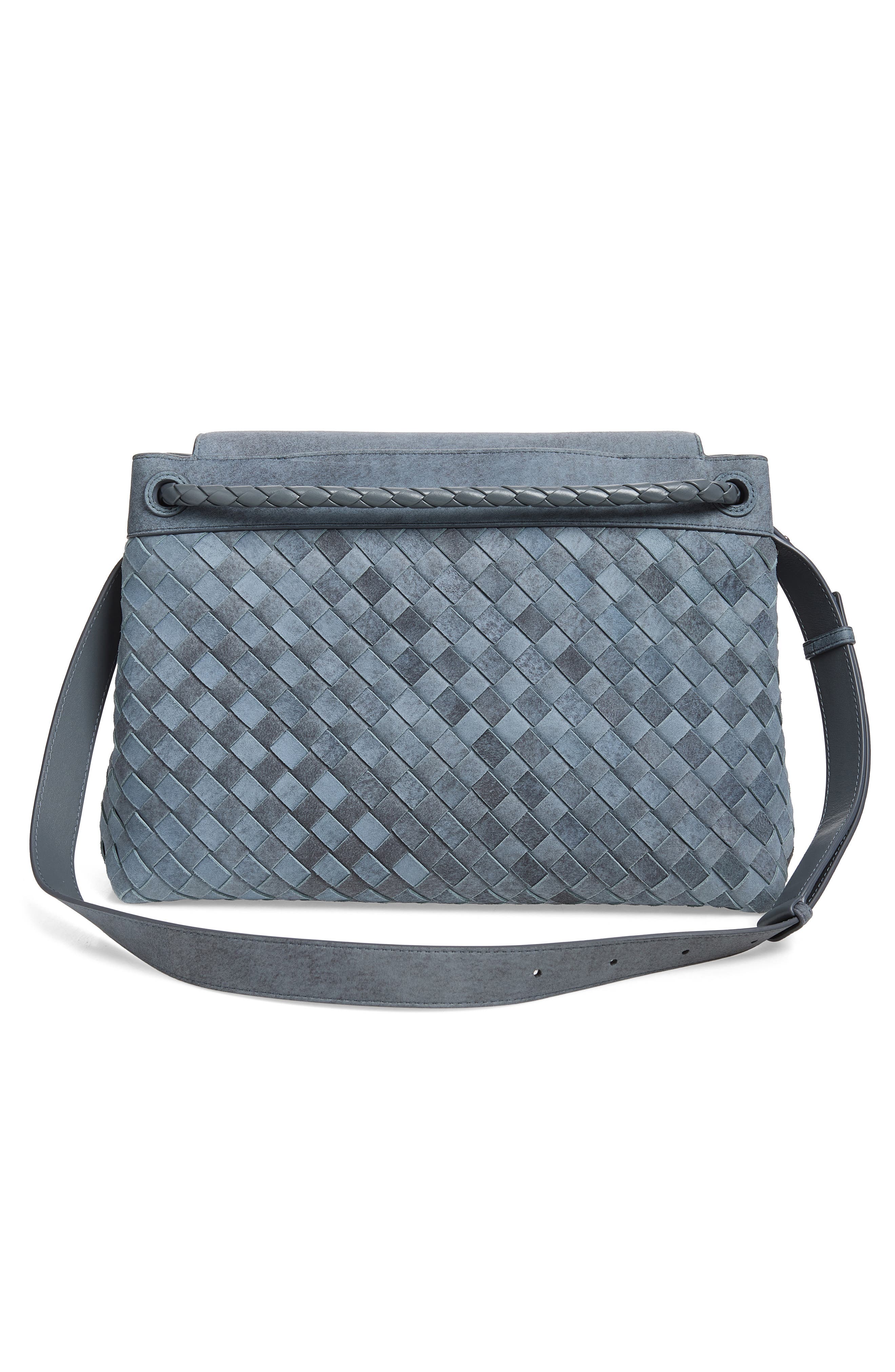 Bottega Veneta Andiamo Intrecciato Suede Messenger Bag, Alternate, color, Cloudy Indigo