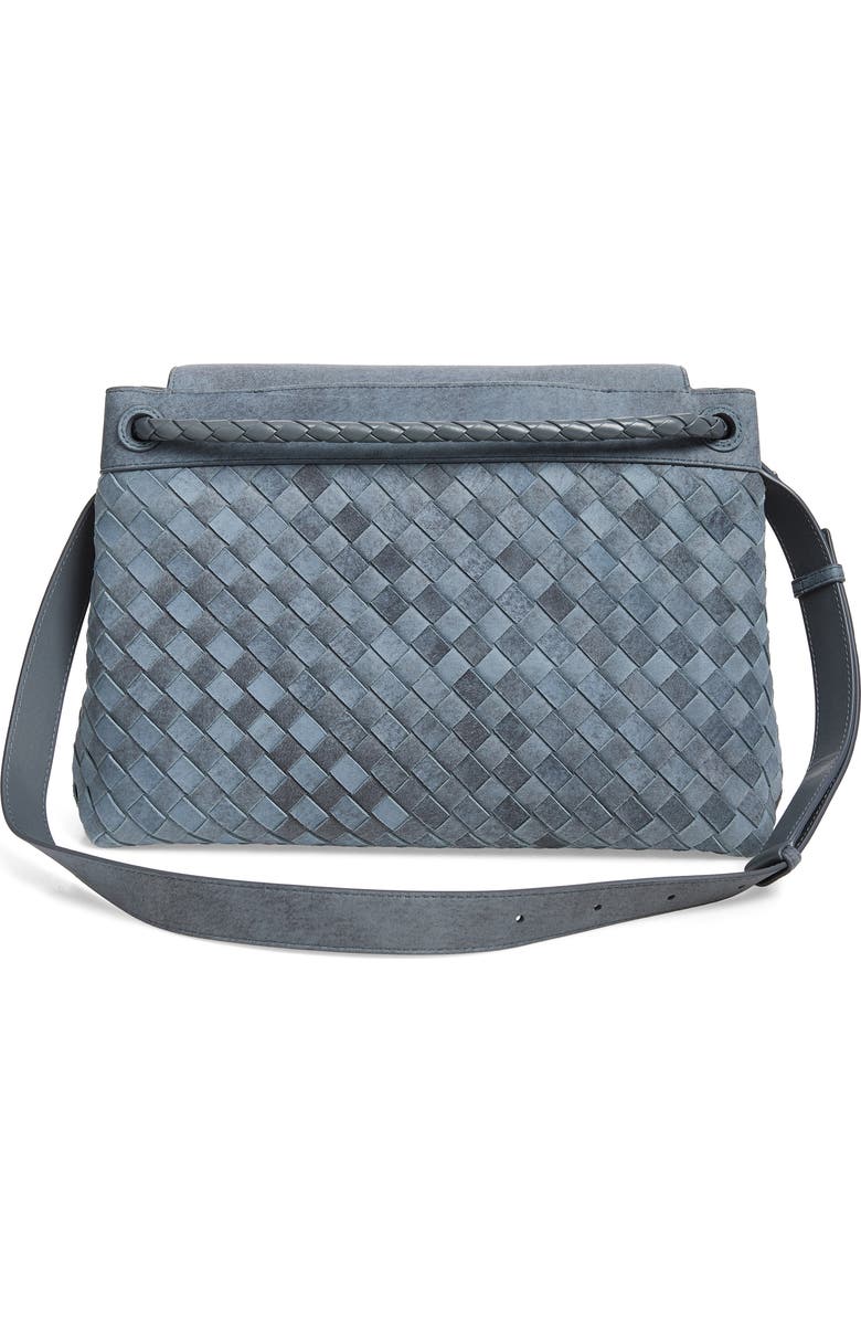 Bottega Veneta Andiamo Intrecciato Suede Messenger Bag, Alternate, color, Cloudy Indigo