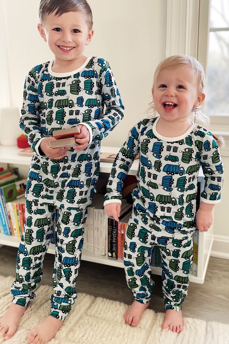 Long Sleeve Pajama Set - Garbage Trucks, Alternate, color, Garbage Trucks