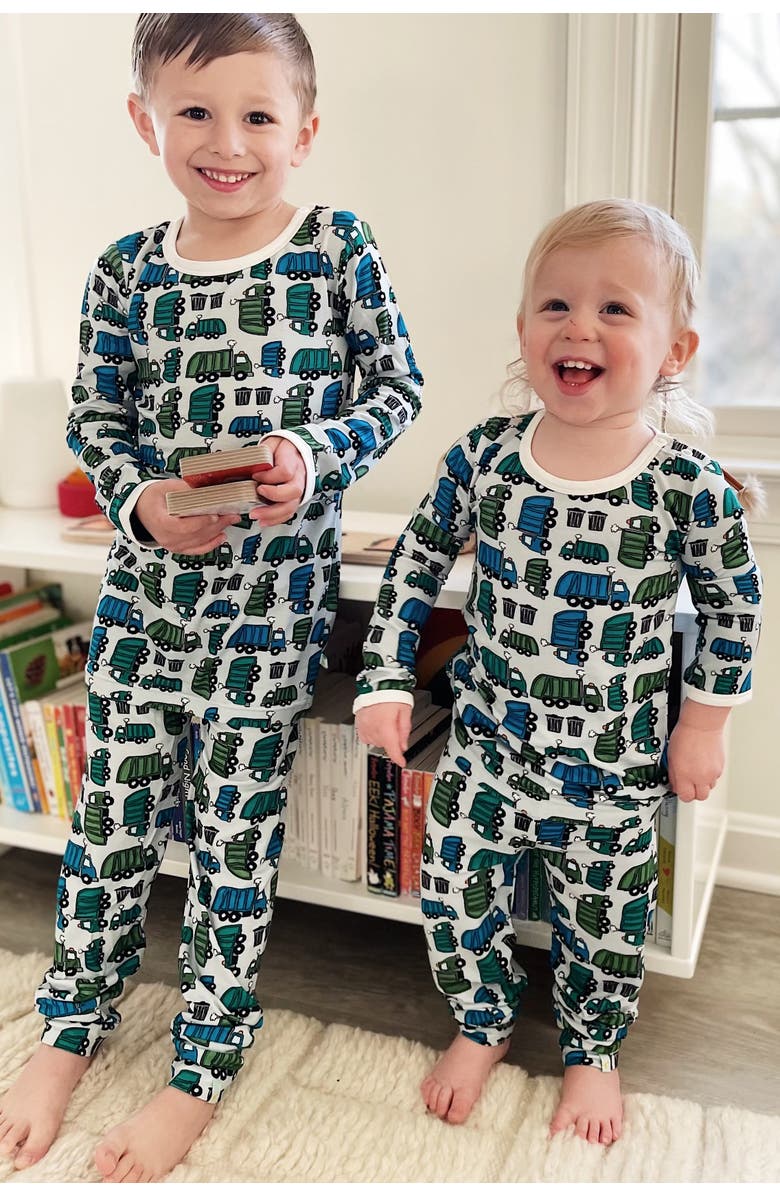 Clover Baby & Kids Long Sleeve Pajama Set - Garbage Trucks, Alternate, color, Garbage Trucks