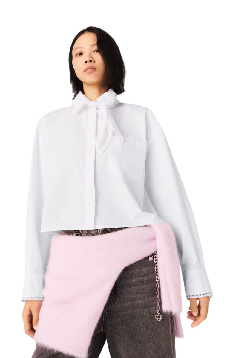 maje Crochet collar shirt, Alternate, color, White