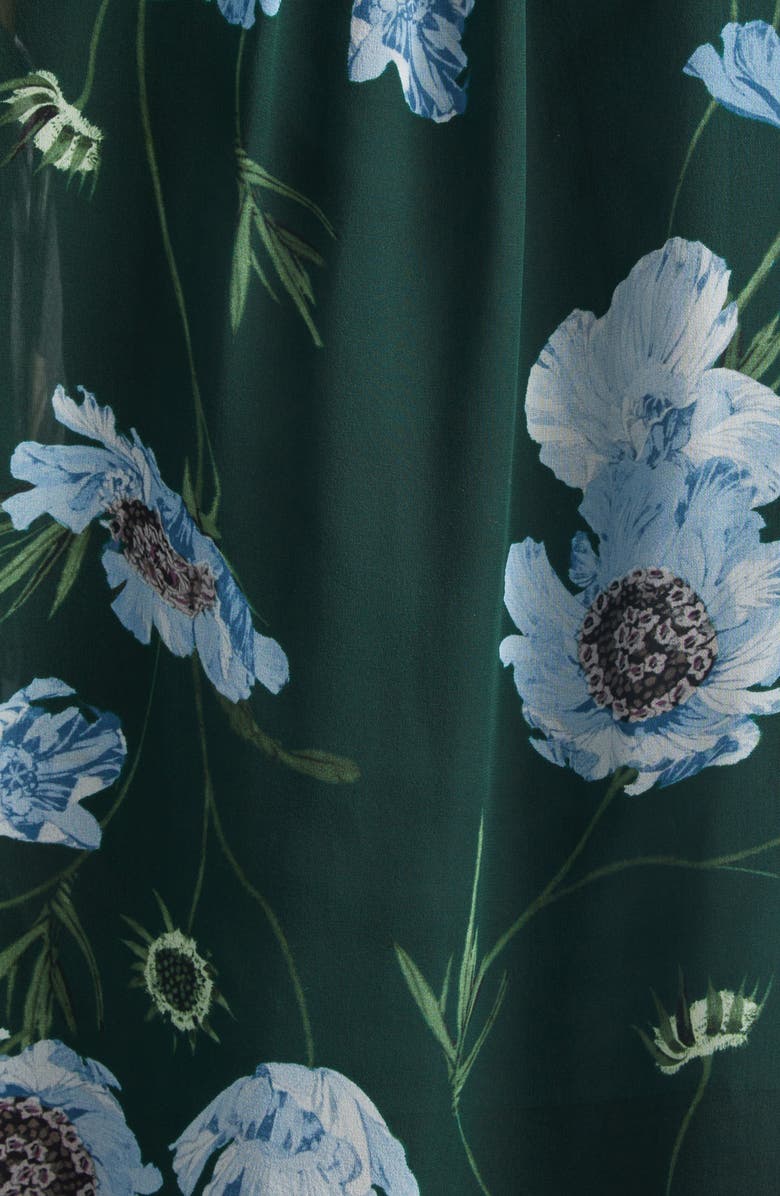Erdem Floral Print Silk Voile Top, Alternate, color, Belle Epoque Poppy Dark Green