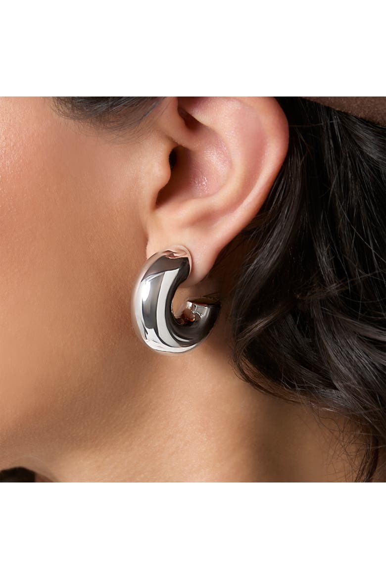 Silver Chunky Hoop Earrings, Alternate, color, Silver