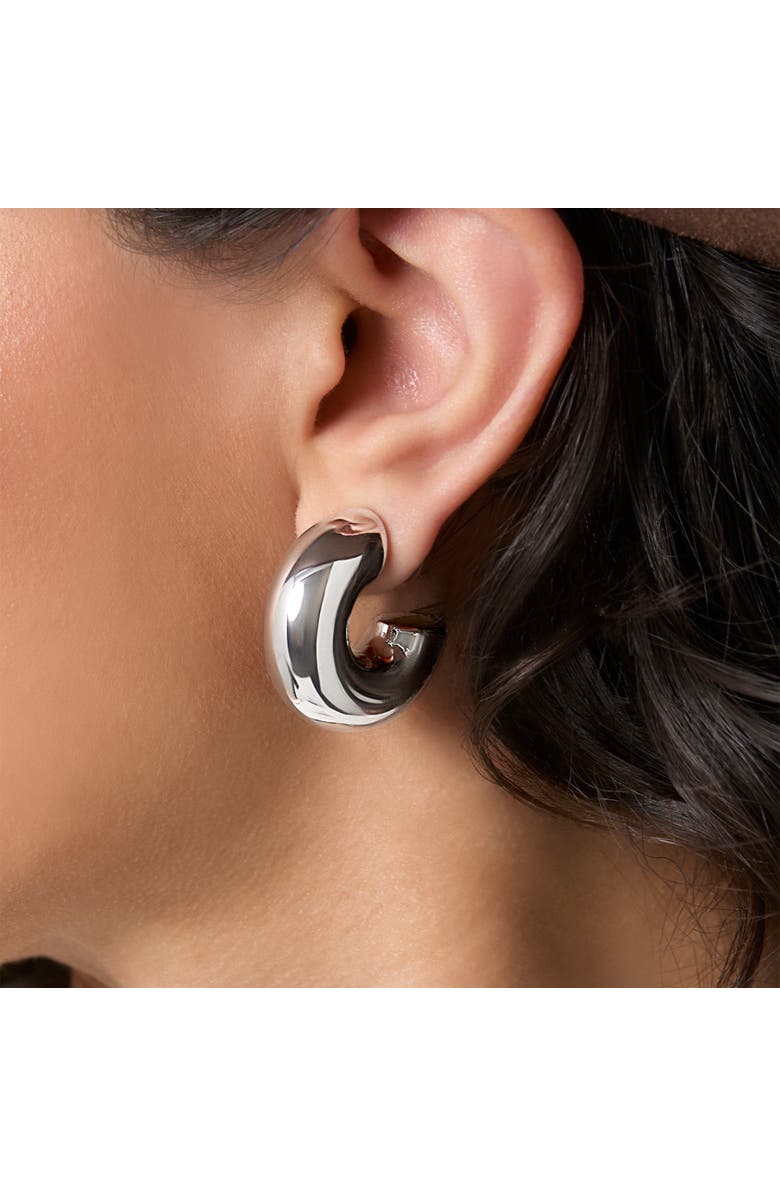 Jessica Simpson Silver Chunky Hoop Earrings, Alternate, color, Silver