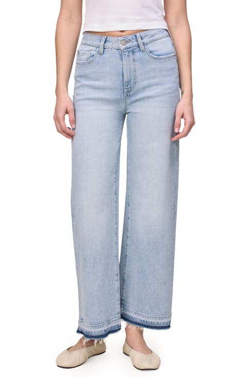 ICN Release Hem High Waist Ankle Wide Leg Jeans (Ice Age)