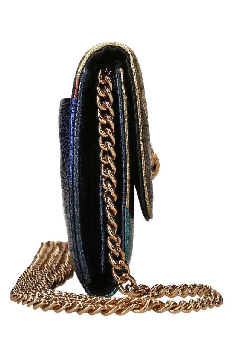 Kurt Geiger London Stripe Leather Wallet on a Chain, Alternate, color, 