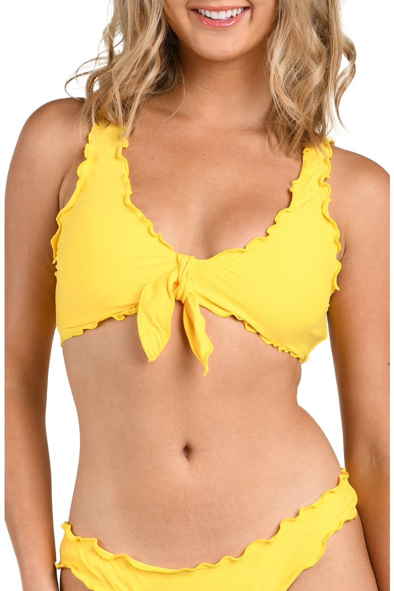 Solid Merrow Bralette Bikini Top, Main, color, DANDELION