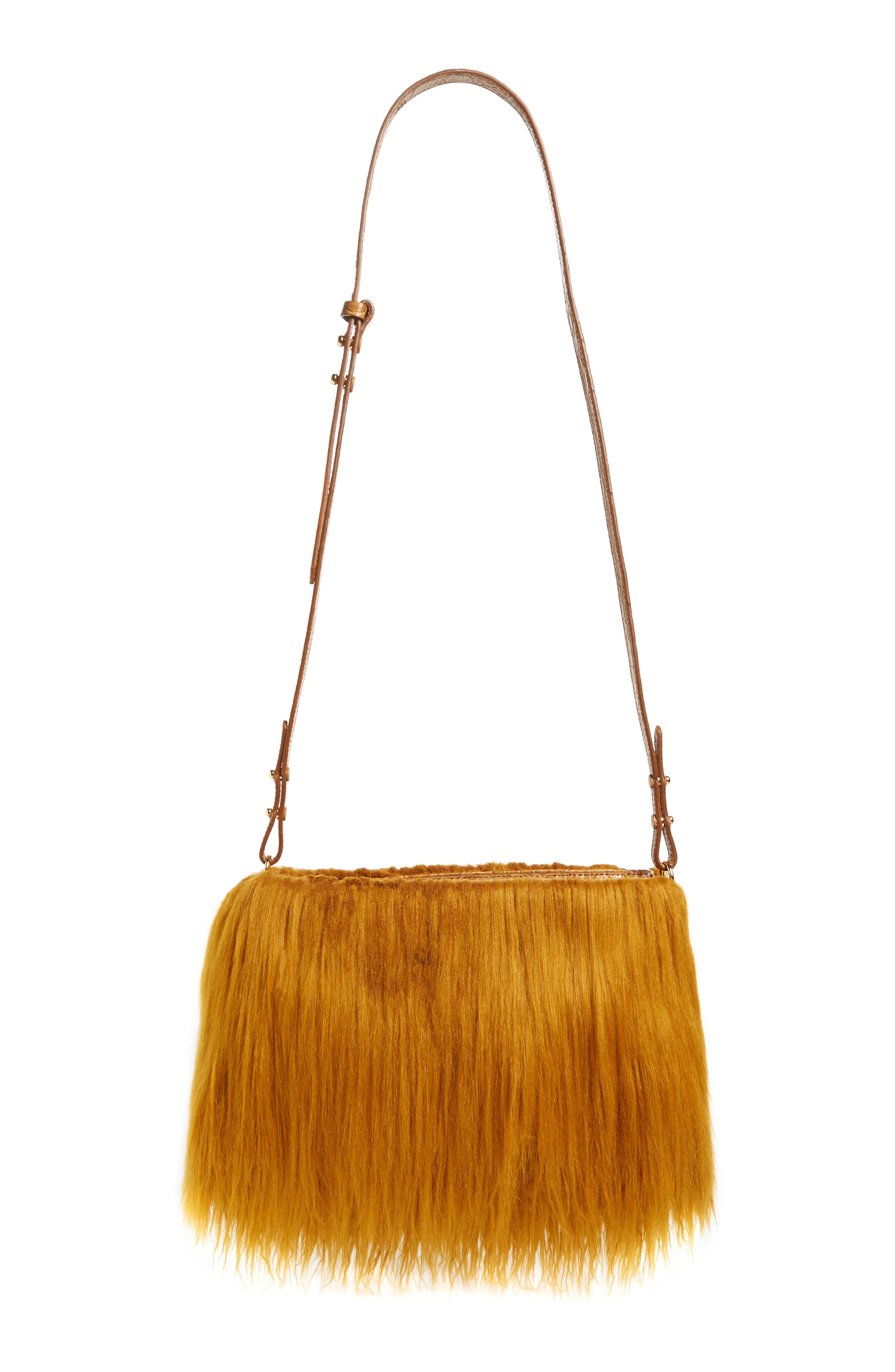 Dries Van Noten Faux Shearling Crossbody Bag, Alternate, color, 