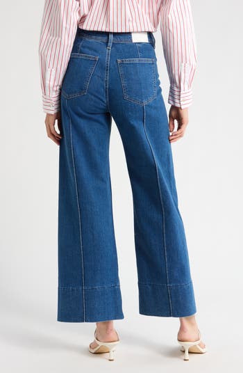 【HI FI FNK】Pocket Pintuck Wide Denim Pistola Penny Pintuck High Waist Ankle Wide Leg Jeans