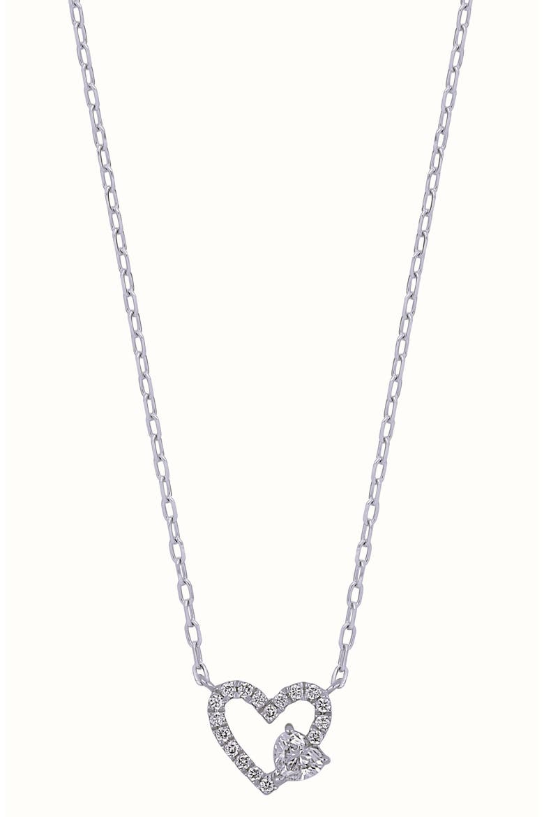 Audrey Diamond Heart Pendant Necklace, Main, color, 18KW