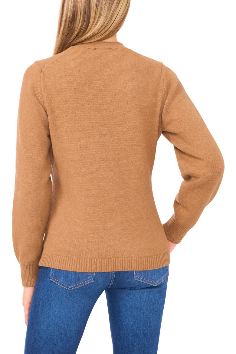V-Neck Button Front Cardigan, Alternate, color, SWEET COFFEE