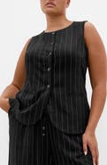 City Chic Kelly Pinstripe Longline Vest