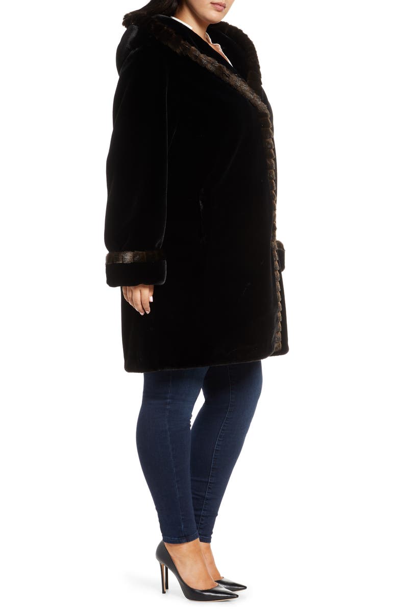 Gallery Faux Fur Swing Coat, Alternate, color,