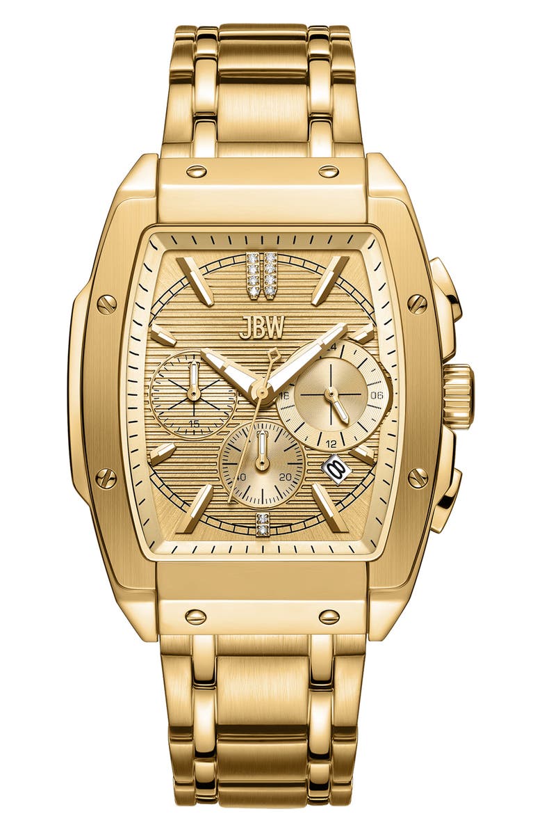 JBW Echelon Diamond Bracelet Strap Chronograph Watch, 41mm x 12mm, Main, color, 18K Gold