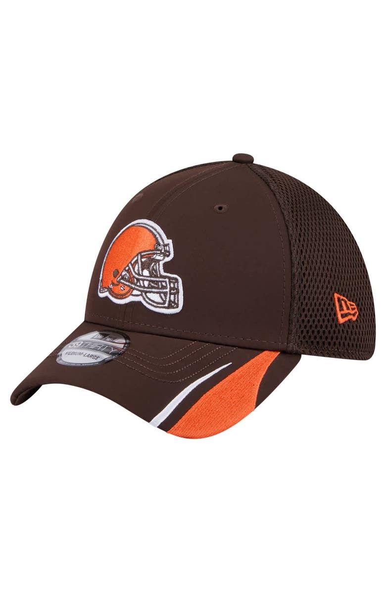 New Era Men's New Era Brown Cleveland Browns Game Day Linear 39THIRTY Flex Hat, Alternate, color,
