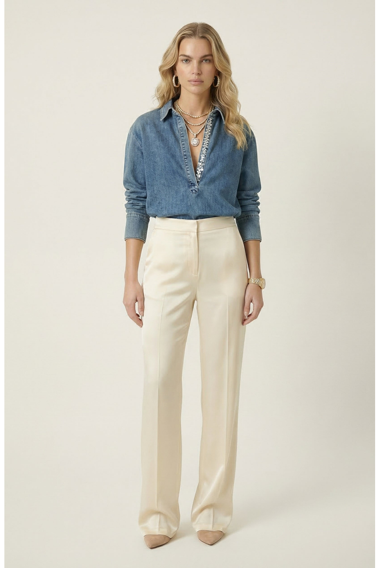 Denim Popover Top, Alternate, color, Medium Wash Blue