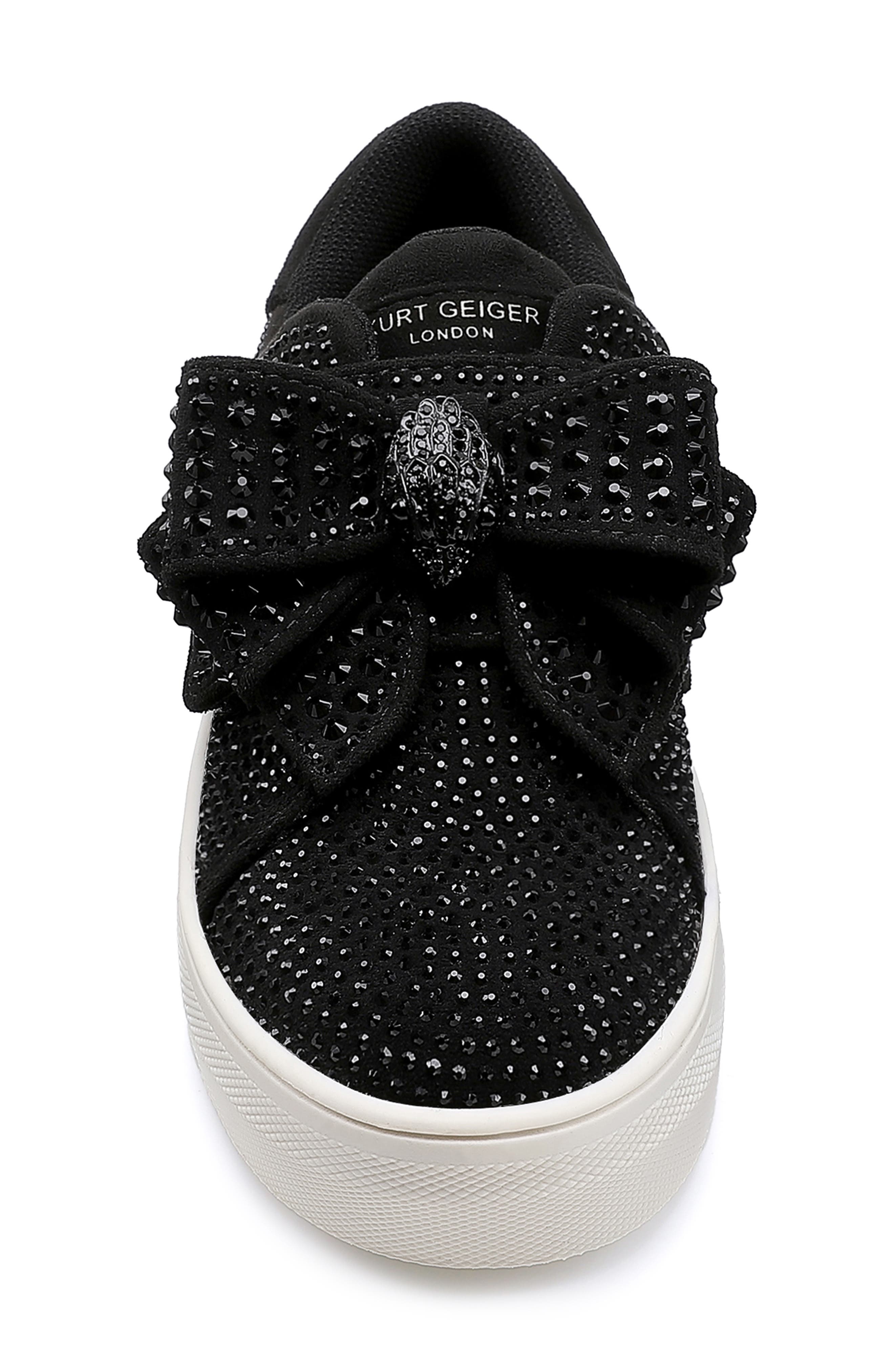 Kurt Geiger London Kids' Mini Laney Bow Platform Sneaker, Alternate, color, Black/White