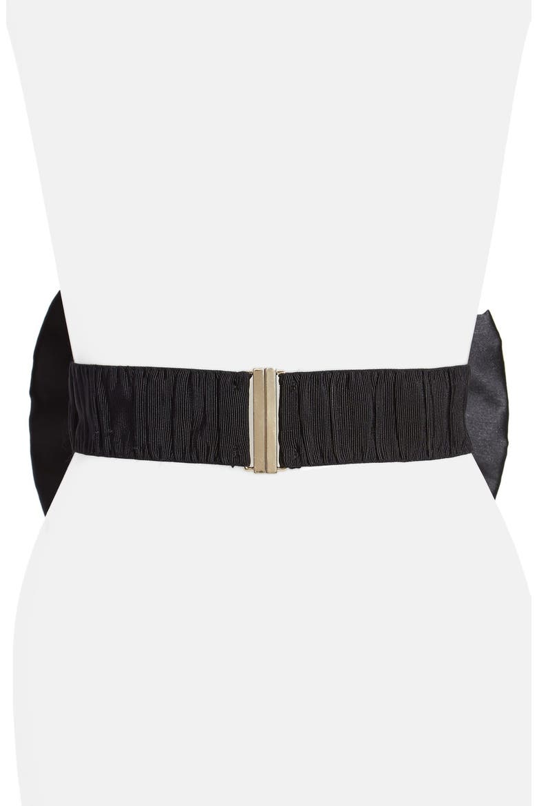 oversized structured bow belt, Alternate, color, BLACK