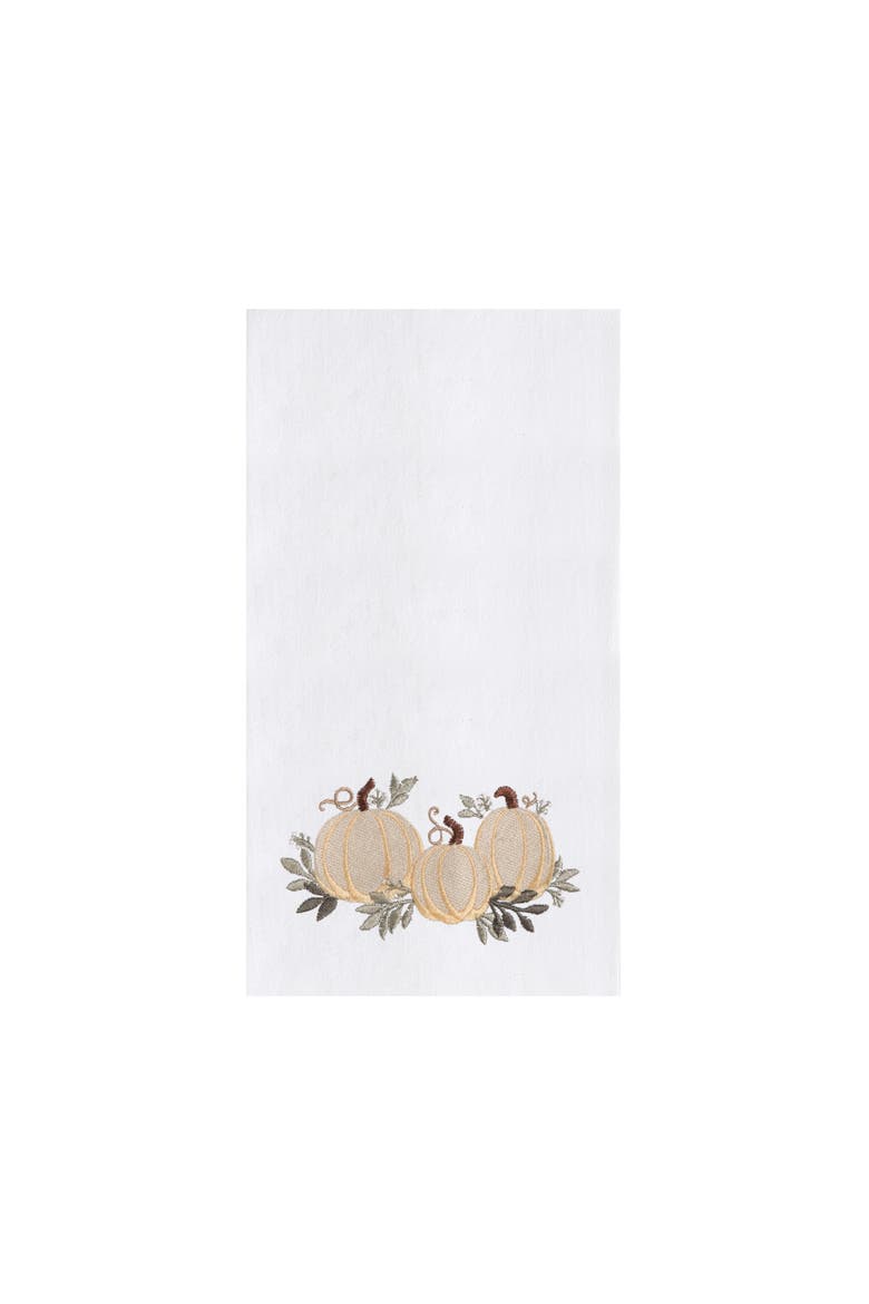 White Pumpkin Trio Embroidered 100% Cotton Flour Sack Dishtowel, Main, color, Off-White