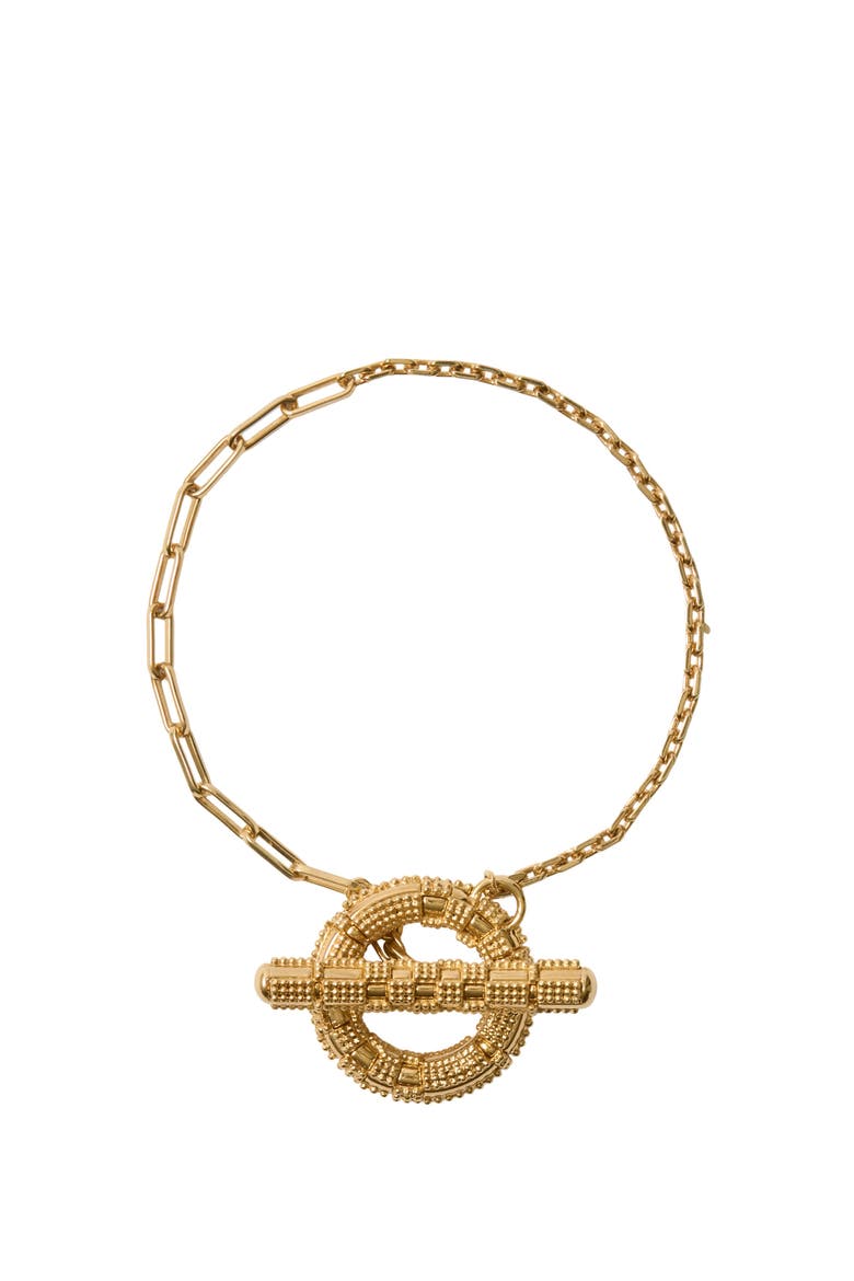 Check Granulation T-Bar Bracelet, Main, color, Gold