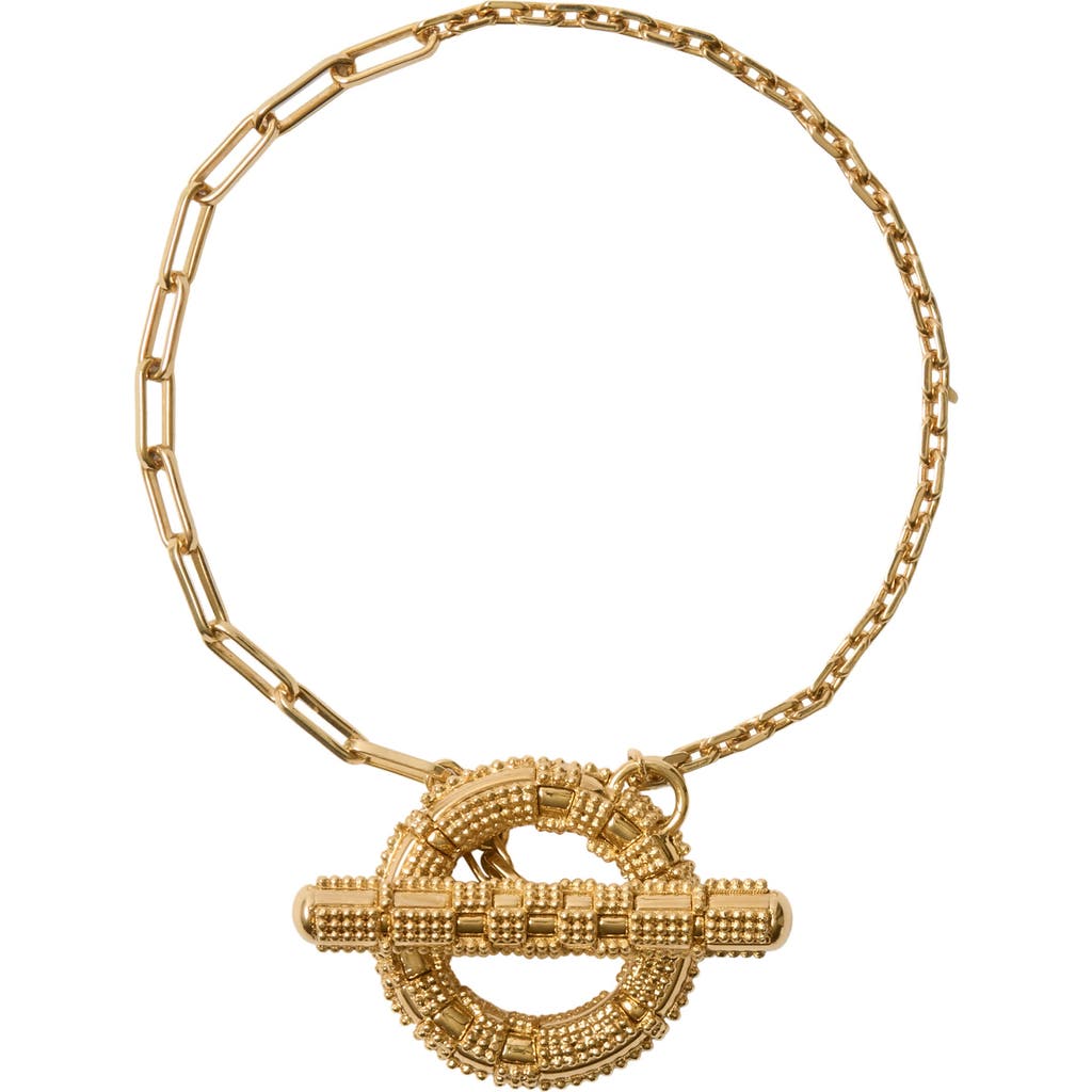 Burberry Check Granulation T-bar Bracelet In Gold