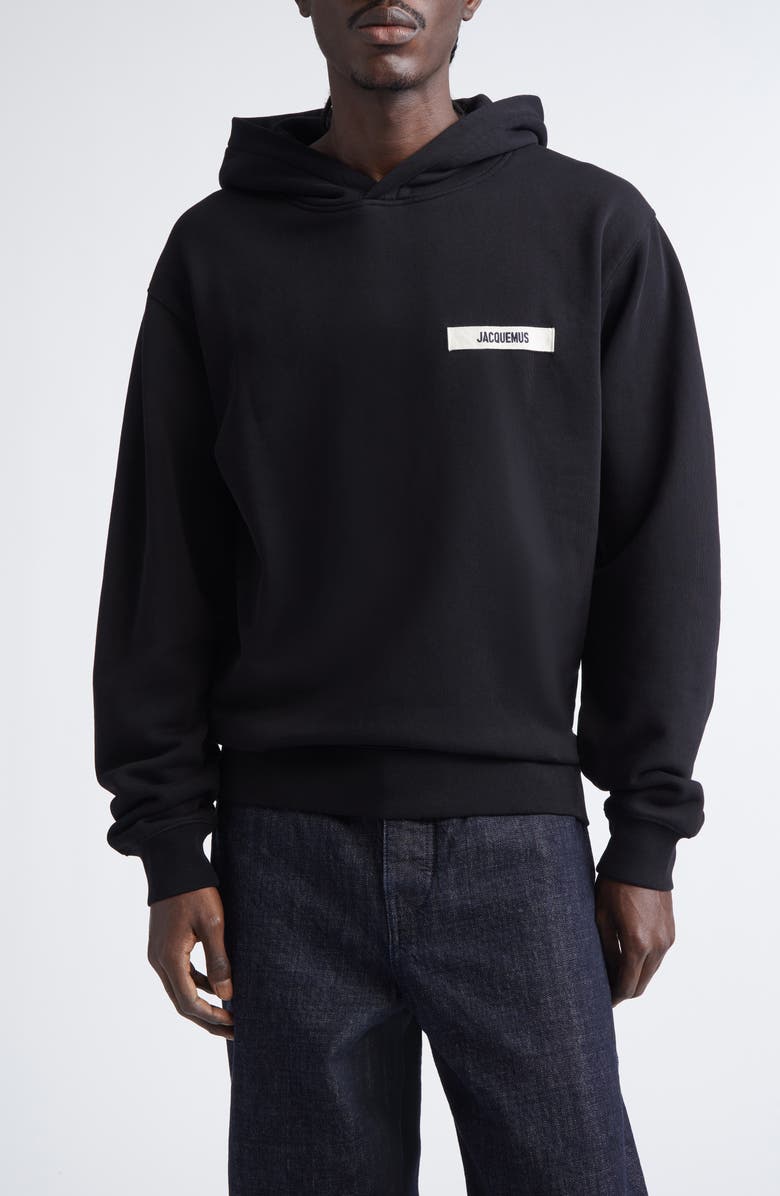 Jacquemus Le Hoodie Gros Grain Cotton Hoodie, Main, color, Black