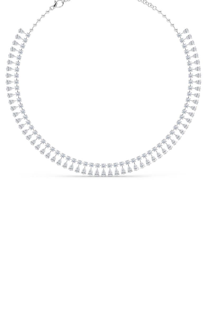 HauteCarat Lab Created Diamond Frontal Necklace, Alternate, color, 18K White Gold