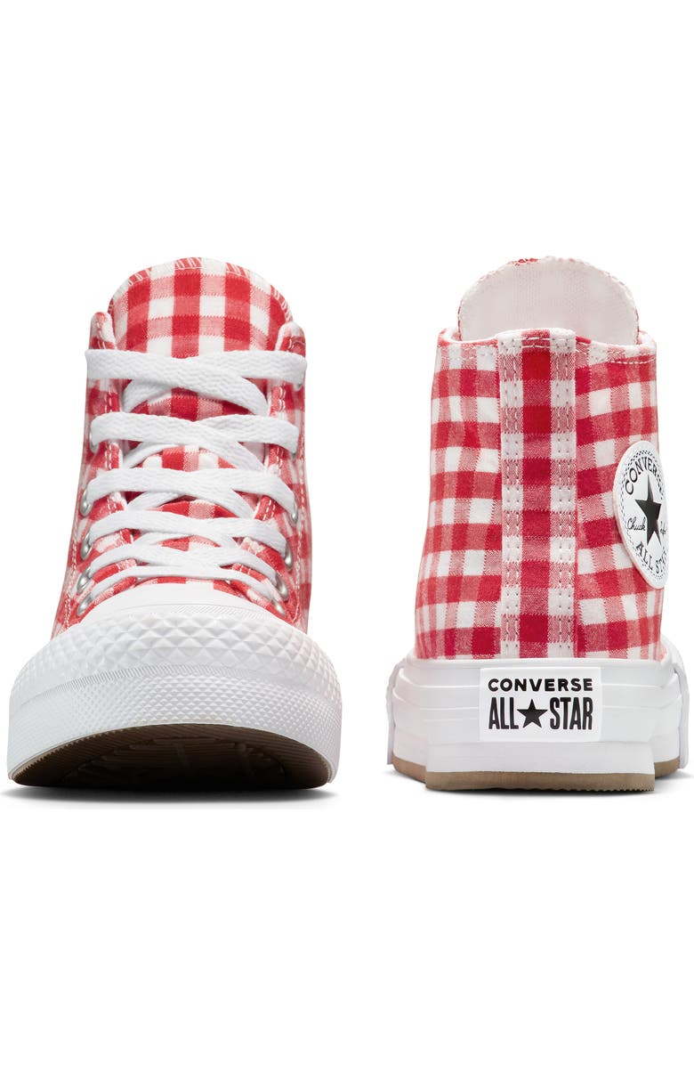 Converse Chuck Taylor All Star EVA Lift Gingham Canvas High Top Platform Sneaker, Alternate, color, Vintage White/ Red/ White