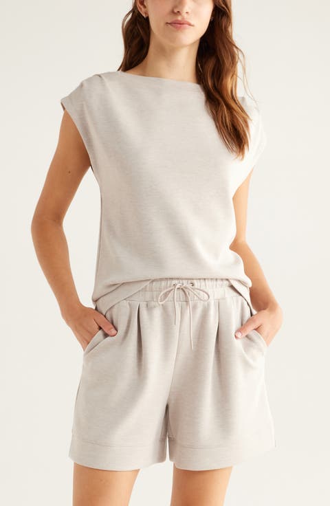 Ultrasoft Knit Gathered Shoulder Top