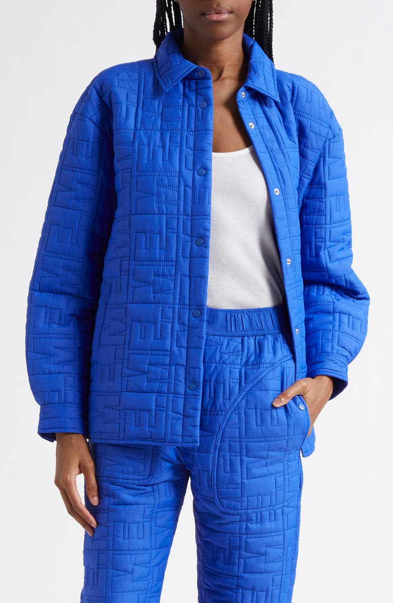 Melody Ehsani Monogram Quilted Shirt Jacket, Main, color, Cobalt Blue