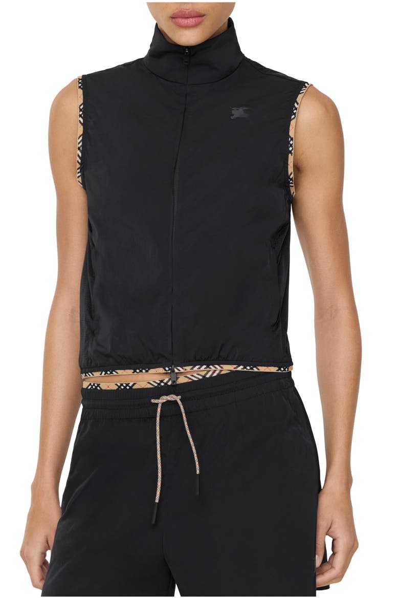 Stretch Nylon Gilet, Main, color, Black
