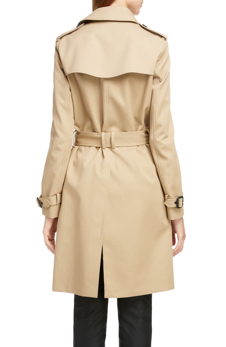 Saint Laurent Double Breasted Gabardine Trench Coat, Alternate, color, 