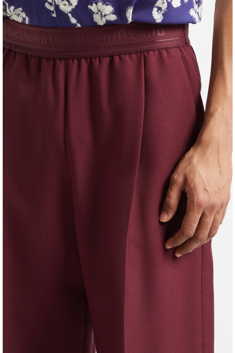 Elaine Logo Jacquard Waist Pleated Wide Leg Pants, Alternate, color, BURGUNDY