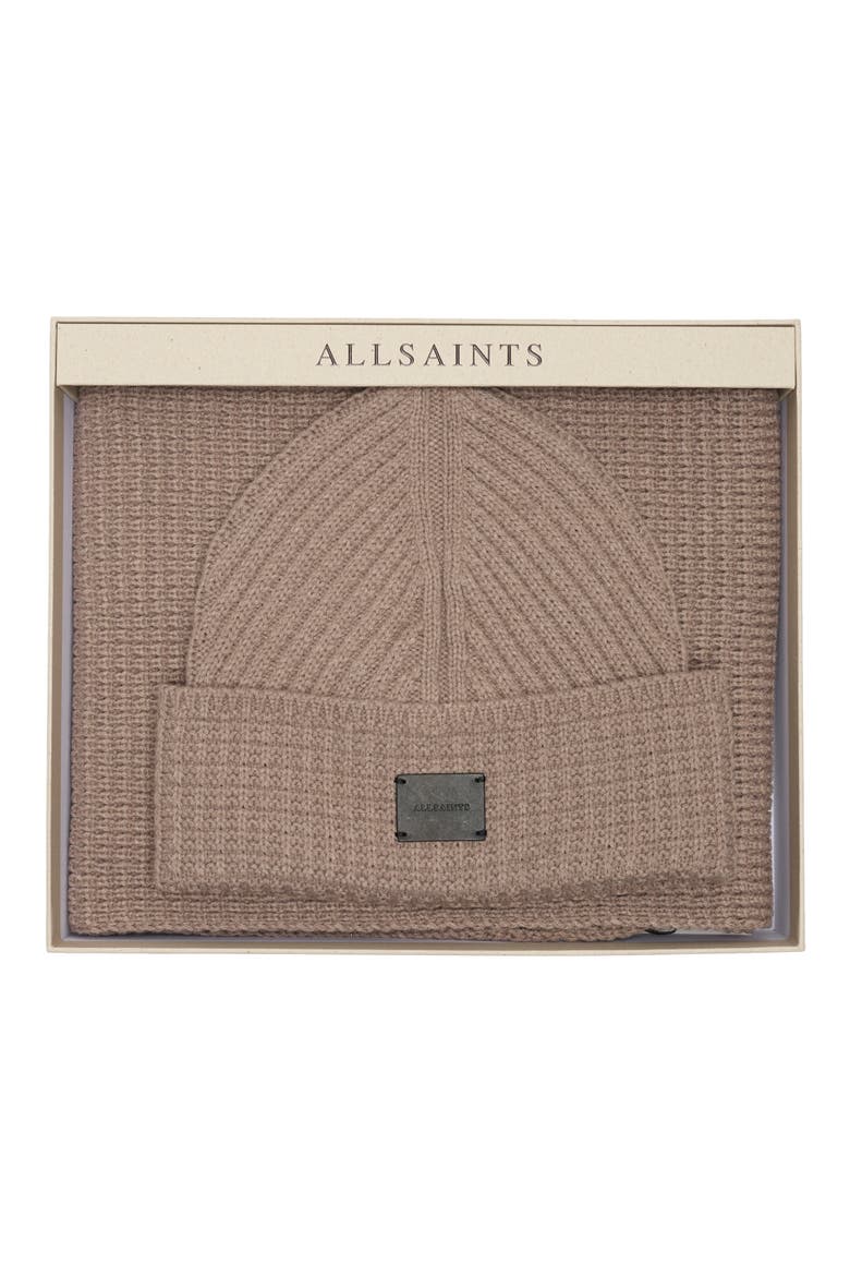 Stitch Beanie & Scarf Set, Alternate, color, GANACHE BROWN MARL
